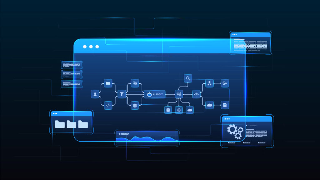 Diagram of workflow including AI agents.