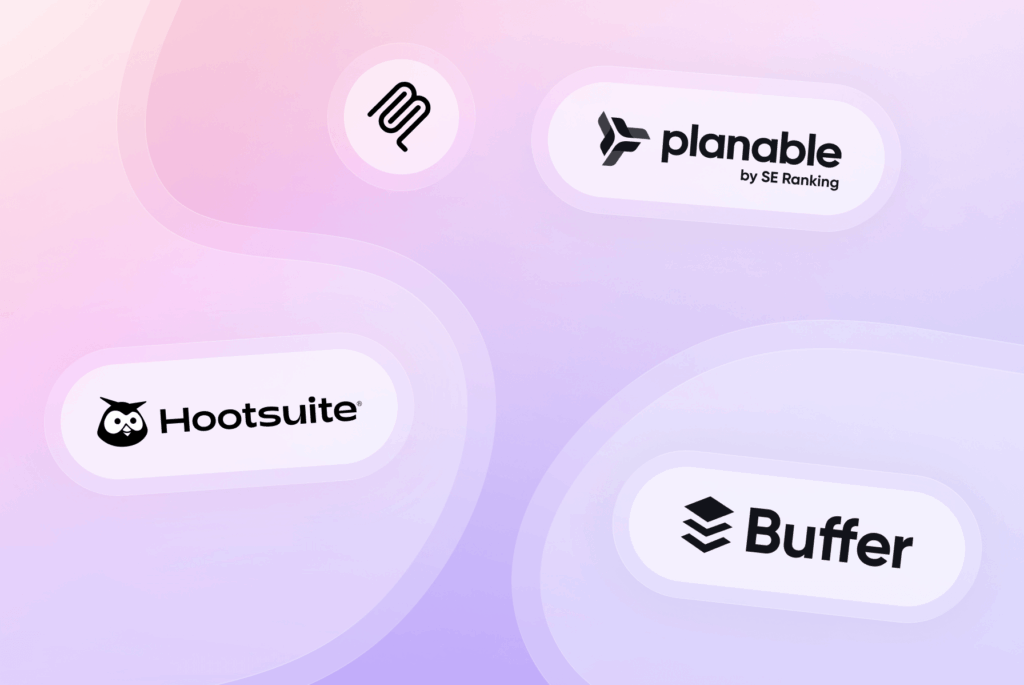 **Alt text:** Three-way comparison of Planable, Buffer, and Hootsuite logos highlighting MCP integration features for social media management.