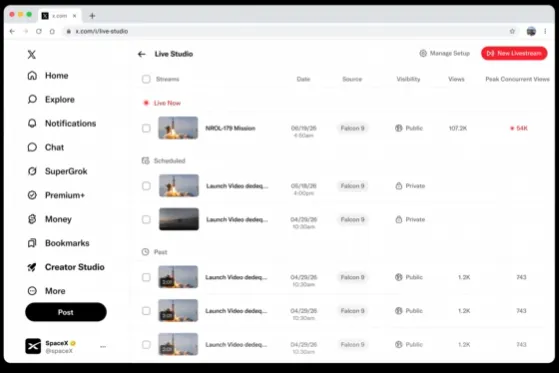 X launches livestream studio to simplify live broadcasts