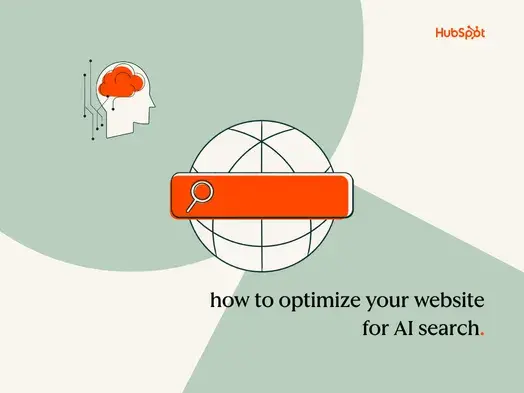 How to optimize your website for AI search graphic with AI and magnifying glass graphics