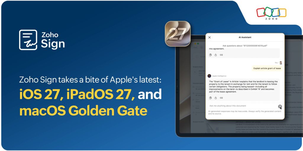 Zoho Sign for Apple OS27